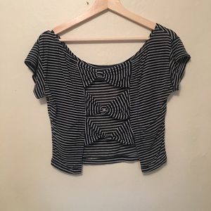 Brandy Melville Blue Striped Crop Top